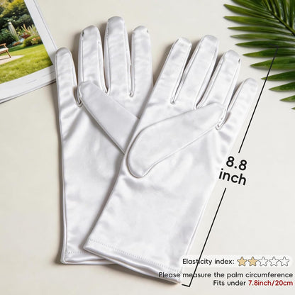 Women's Short Satin Opera Gloves for Wedding Bridal Prom Dance Dress, 9inch