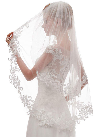 EllieHouse Women's Short 2 Tier Wedding Bridal Veil With Comb L24