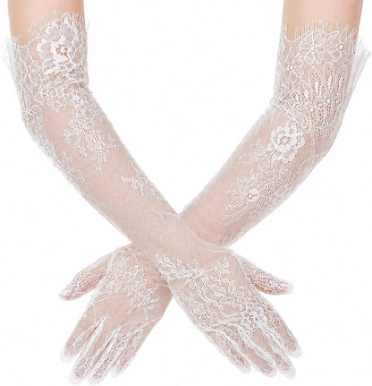 Long Wedding Gloves, Elegant Floral Bridal Glove for Women Wedding