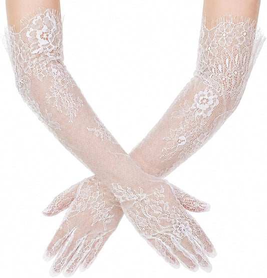 Long Wedding Gloves, Elegant Floral Bridal Glove for Women Wedding