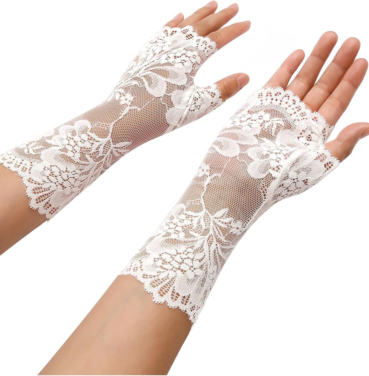 Avidlove Women Short Lace Glove Fingerless Sunblock Wrist Gloves Gothic