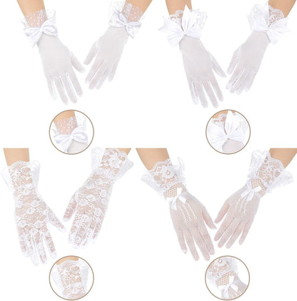 Geyoga 4 Pairs Lace Gloves Women Tea Party Gloves