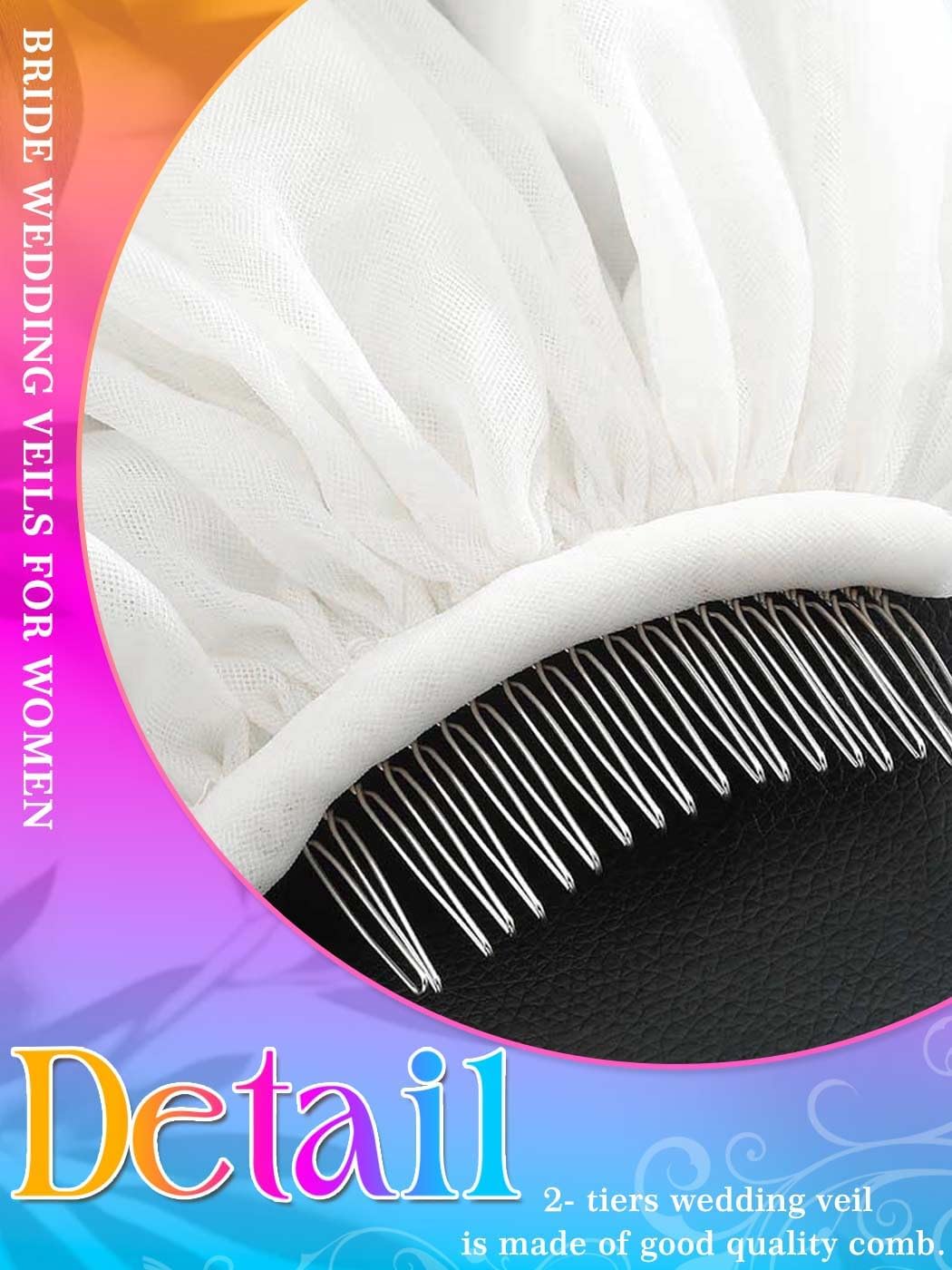 HEREAD 2 Tier Bridal Veil Wedding Veils with Comb for Brides