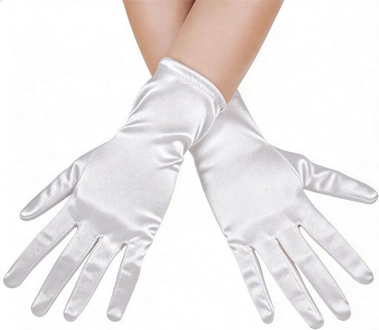 Women's Short Satin Opera Gloves for Wedding Bridal Prom Dance Dress, 9inch