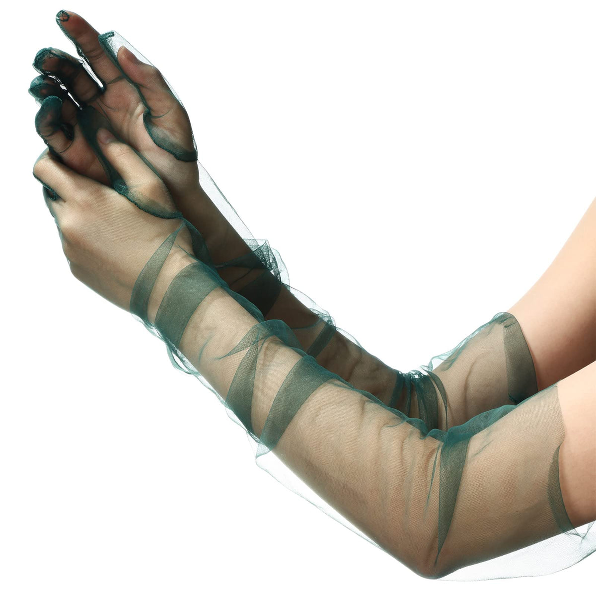 Tarpop Women Long Sheer Mesh Gloves 27.5" Opera Elbow Tulle
