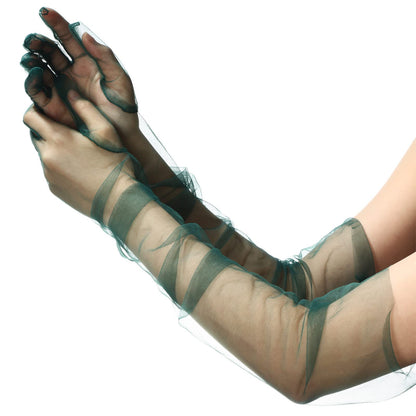 Tarpop Women Long Sheer Mesh Gloves 27.5" Opera Elbow Tulle