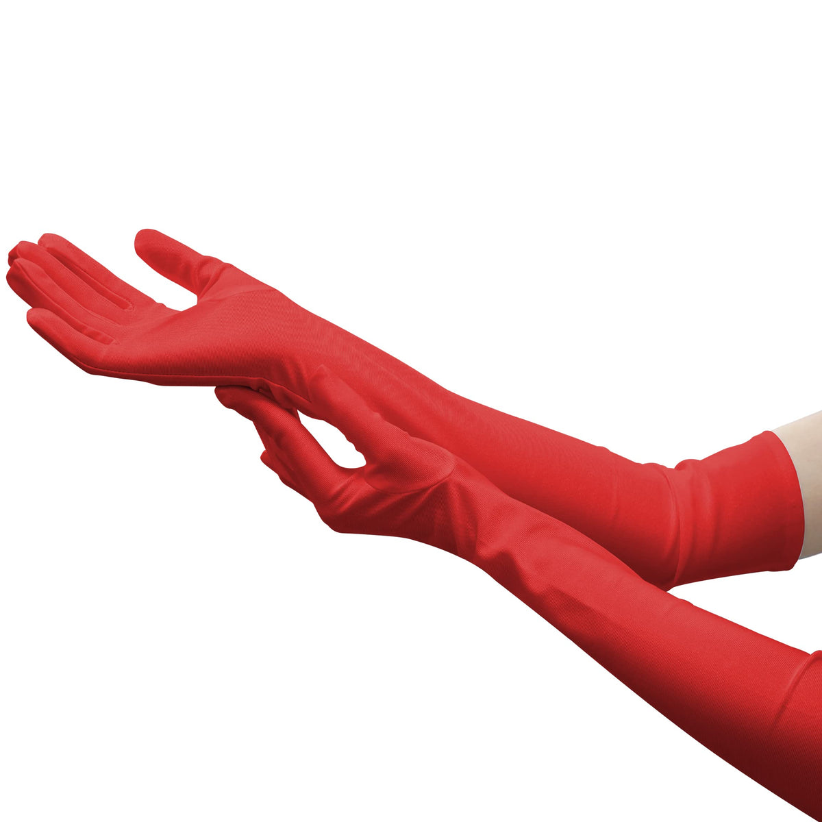 Nackiy Satin Black Gloves for Women, Long Elbow Length Opera Dress Gloves
