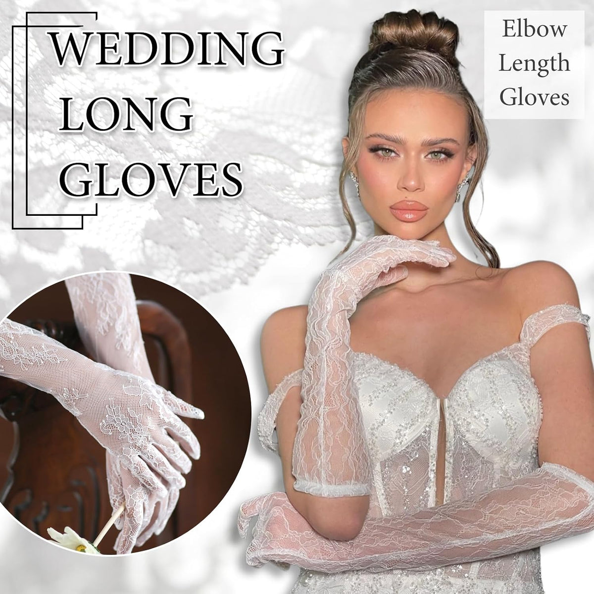 Long Lace Wedding Gloves Bridal Sheer Gloves