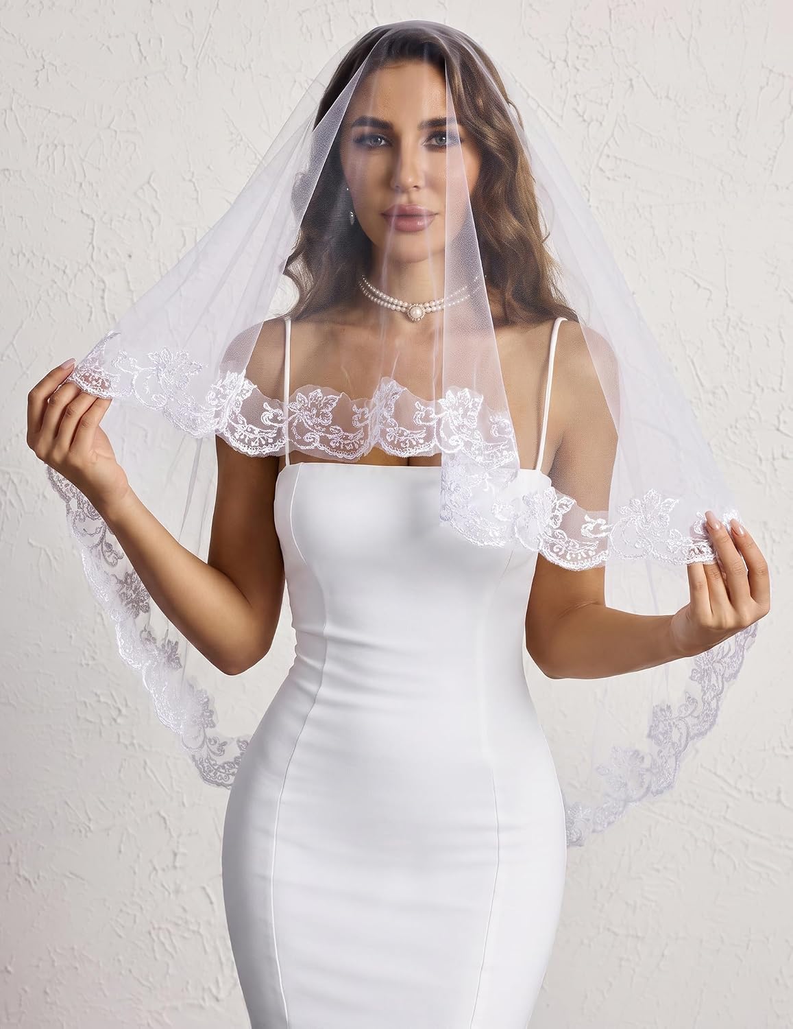 Avidlove Lace Tirm Wedding Veil Bachelorette Bridal Veils Halloween Costume