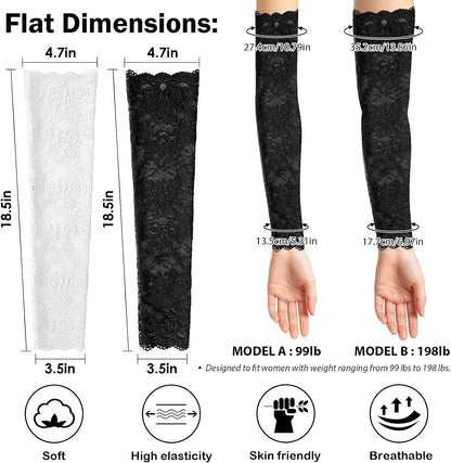 Fingerless Lace Arm Sleeves for Women for Wedding Tea Party
