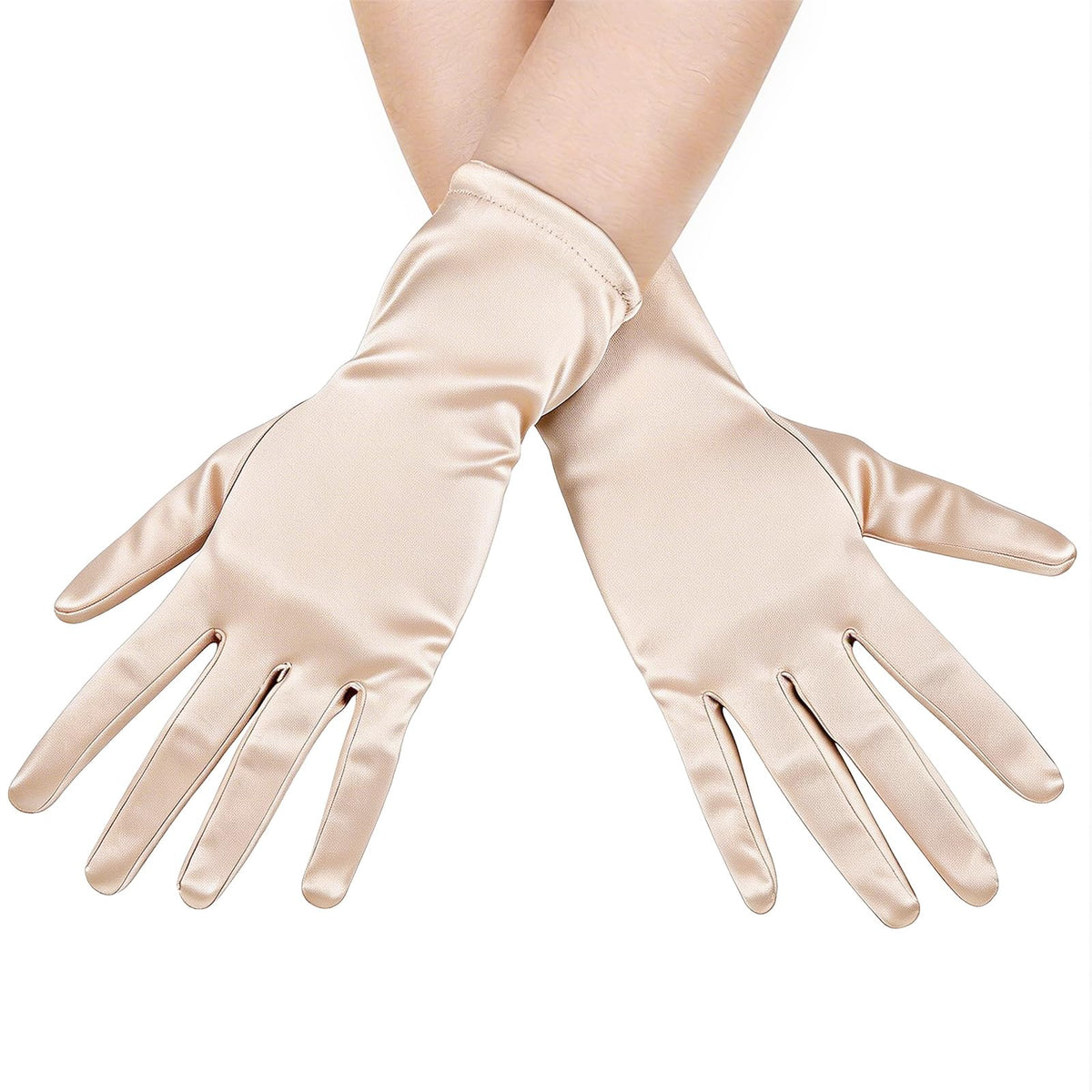 Women's Short Satin Opera Gloves for Wedding Bridal Prom Dance Dress, 9inch
