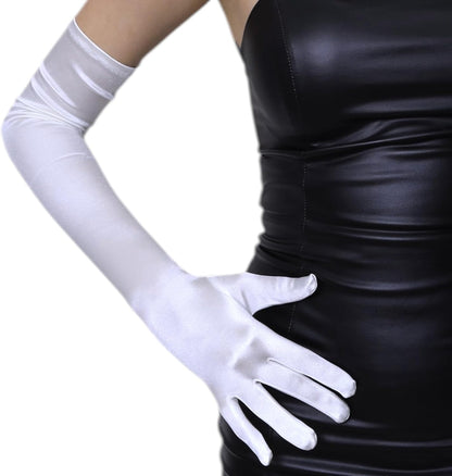 SACASUSA 23" Extra Long Super Stretch Over the Elbow Party Bridal Dance Sexy Satin Gloves A-Grade Quality 16BL 58cm