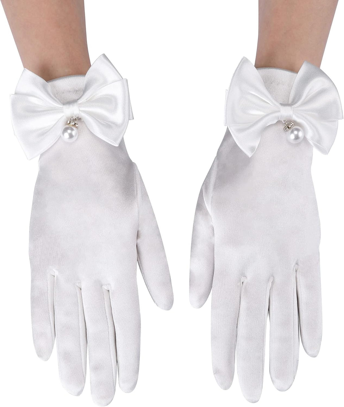 Ayliss Women Bridal Wedding Gloves Satin Short Opera Party 1920s Fancy for Special Occasion Dress Formal Dancing Cosplay