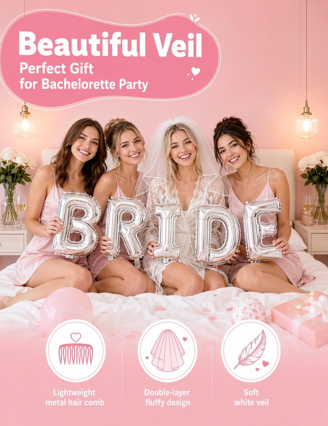 Avidlove Wedding Veil Bridal Veil, Bachelorette Party Accessories
