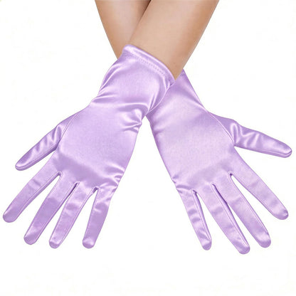 Women's Short Satin Opera Gloves for Wedding Bridal Prom Dance Dress, 9inch