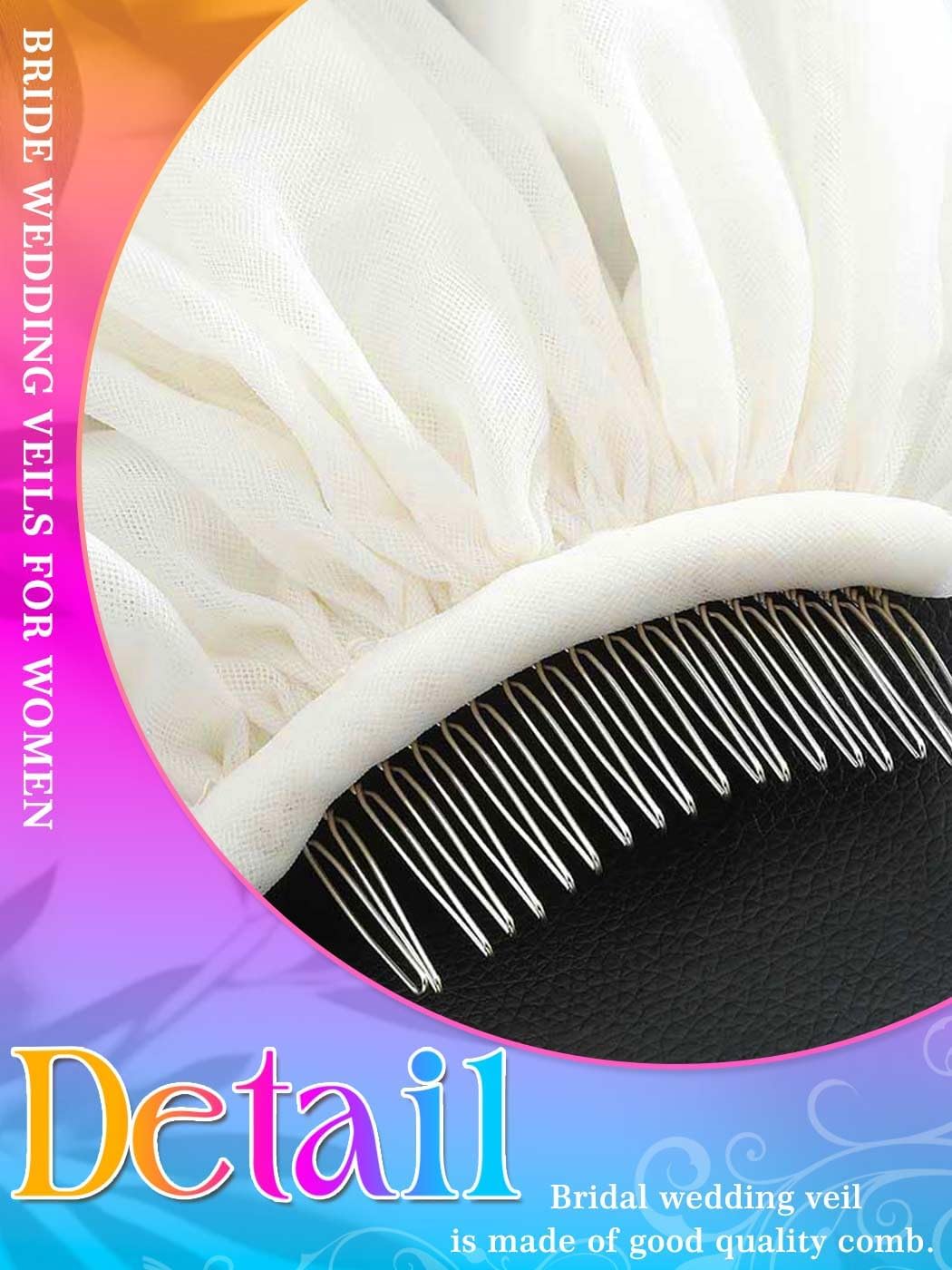 HEREAD Short Fingertip Bride Wedding Veil Bridal Veils for Women