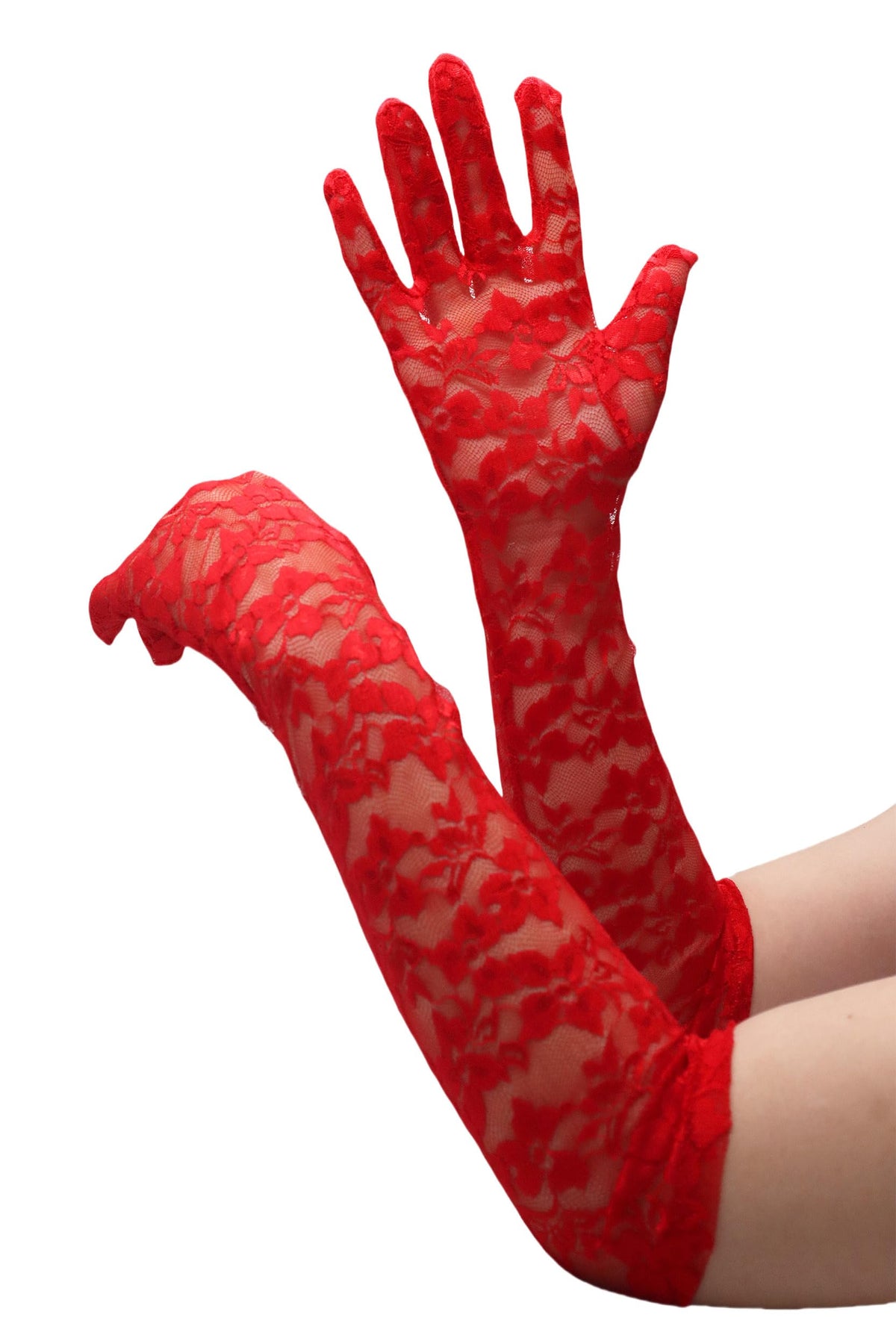 ATHX Lace Opera Tea Party Gloves for Women 19" Length Elegant Floral Bridal Wedding Prom Long Gloves Costume Accessories
