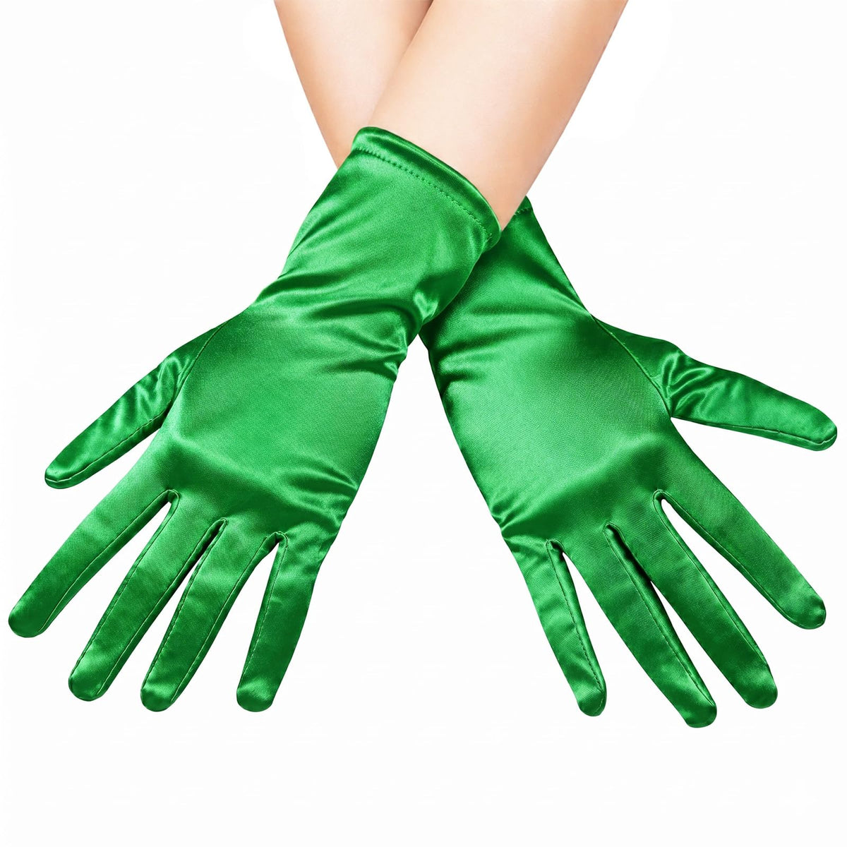 Women's Short Satin Opera Gloves for Wedding Bridal Prom Dance Dress, 9inch