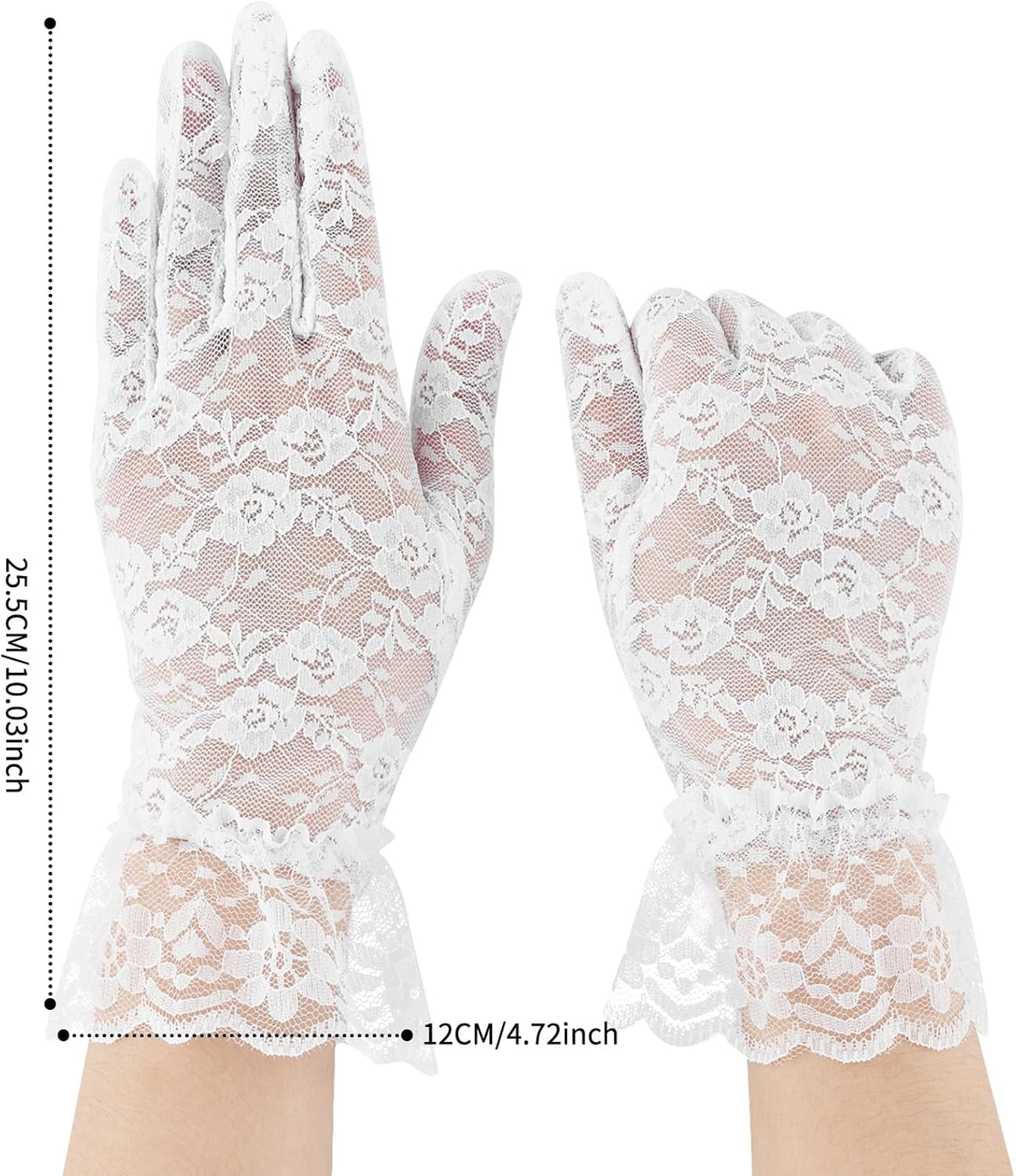 Black Lace Gloves for Women, 2 PCS Black Lace Gloves for Women