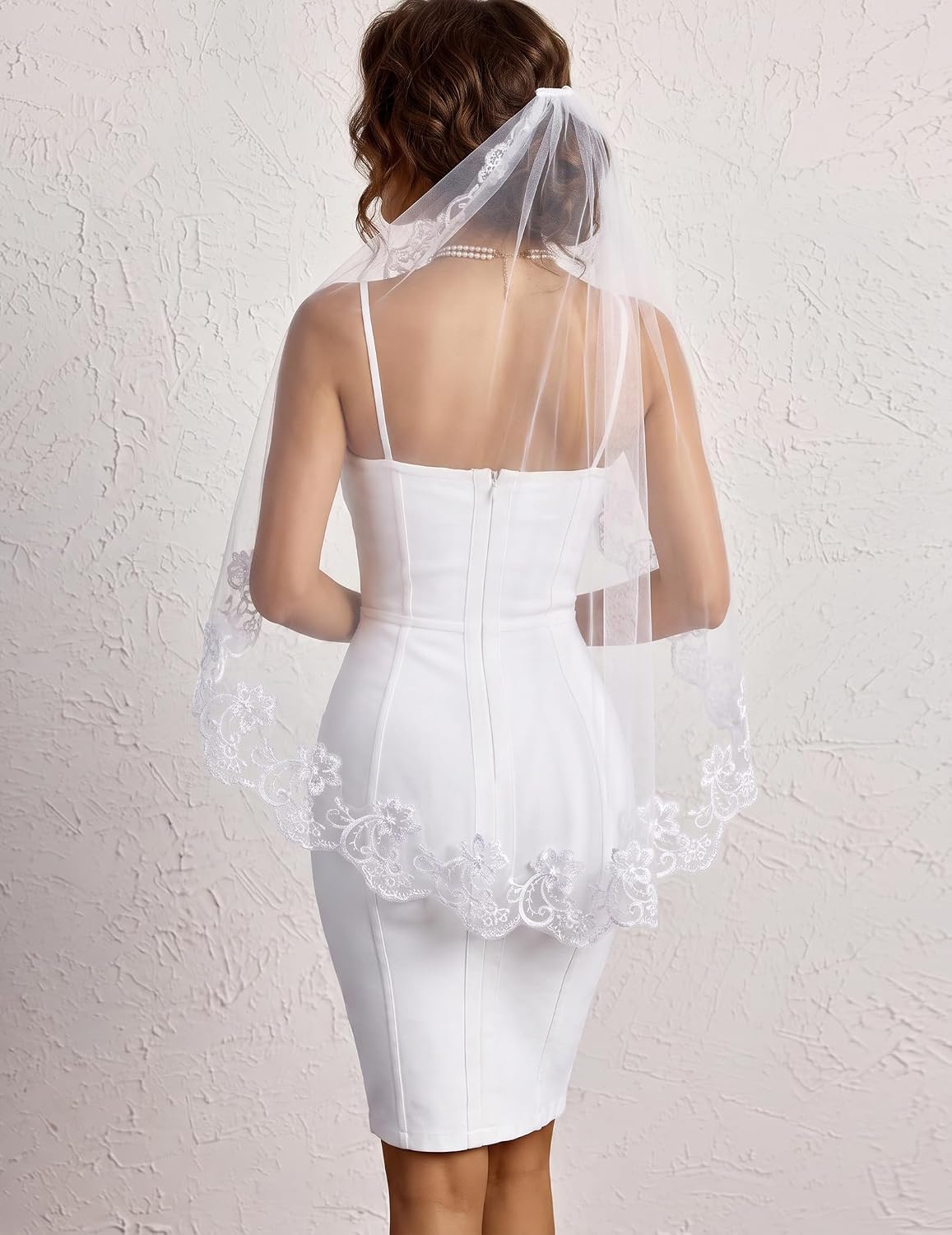 Avidlove Lace Tirm Wedding Veil Bachelorette Bridal Veils Halloween Costume