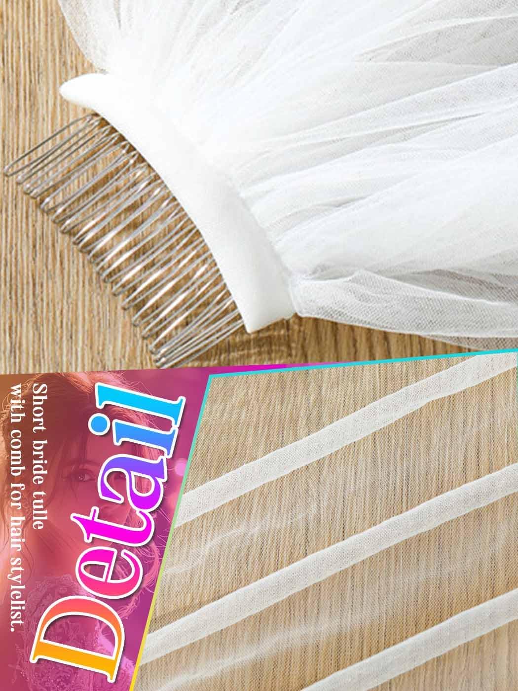 Bride Wedding Veils Long Fingertip Length 1 Tier Bridal Tulle Veil with Comb for Women