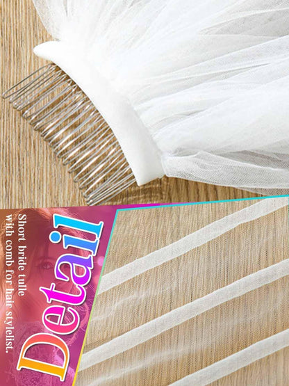 Bride Wedding Veils Long Fingertip Length 1 Tier Bridal Tulle Veil with Comb for Women