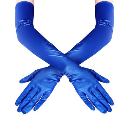 Long Opera Satin Gloves for Women Costume Elbow Length 1920s Dress, 21 inch