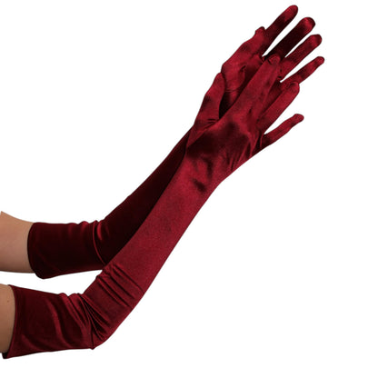 SACASUSA 23" Extra Long Super Stretch Over the Elbow Party Bridal Dance Sexy Satin Gloves A-Grade Quality 16BL 58cm