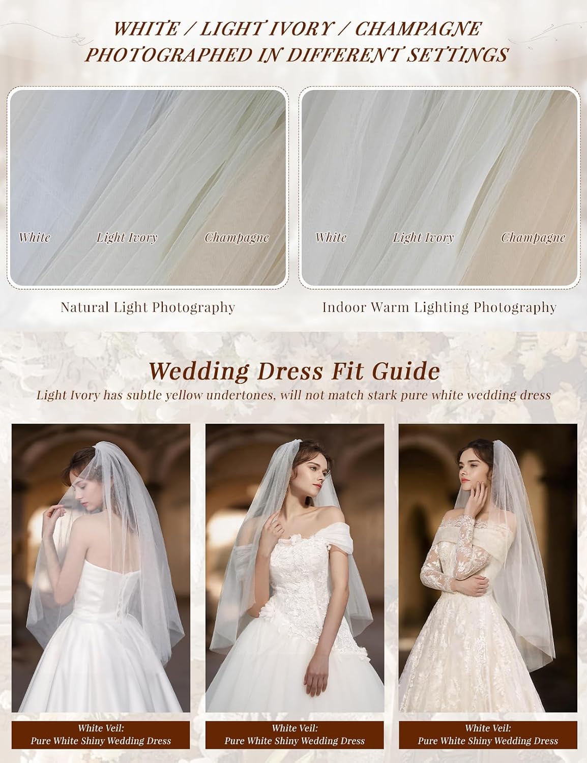 BEAUTELICATE Wedding Bridal Veil with Comb 1 Tier Cut Edge Fingertip&Cathedral Length