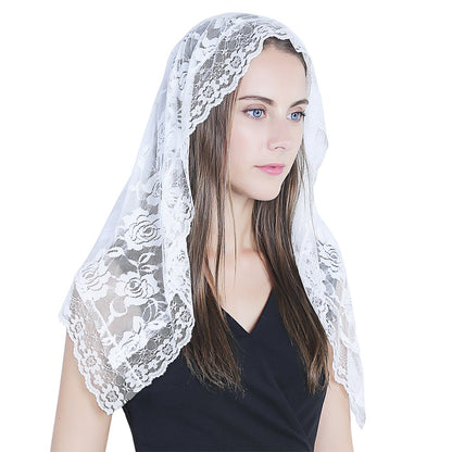 Lace Mantilla Catholic Chapel Veil Head Covering for Church Latin Mass