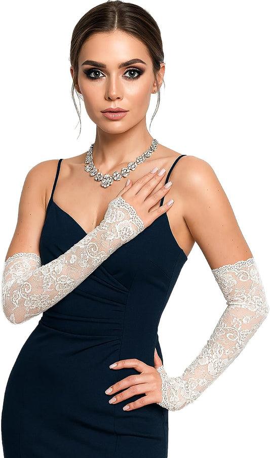 LATTEMARMALATTE Women's Long Fingerless Lace Gloves