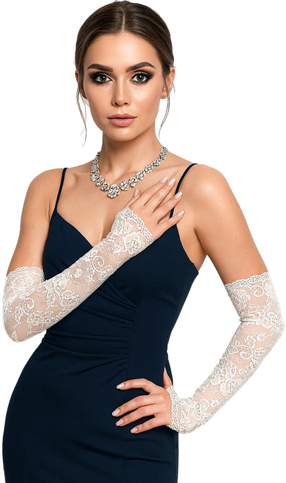 LATTEMARMALATTE Women's Long Fingerless Lace Gloves