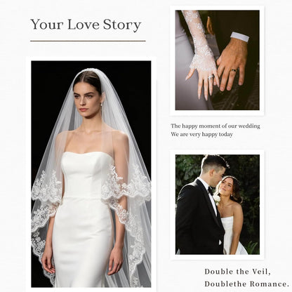 Cathedral Length Wedding Veil Lace Soft Tulle with Comb