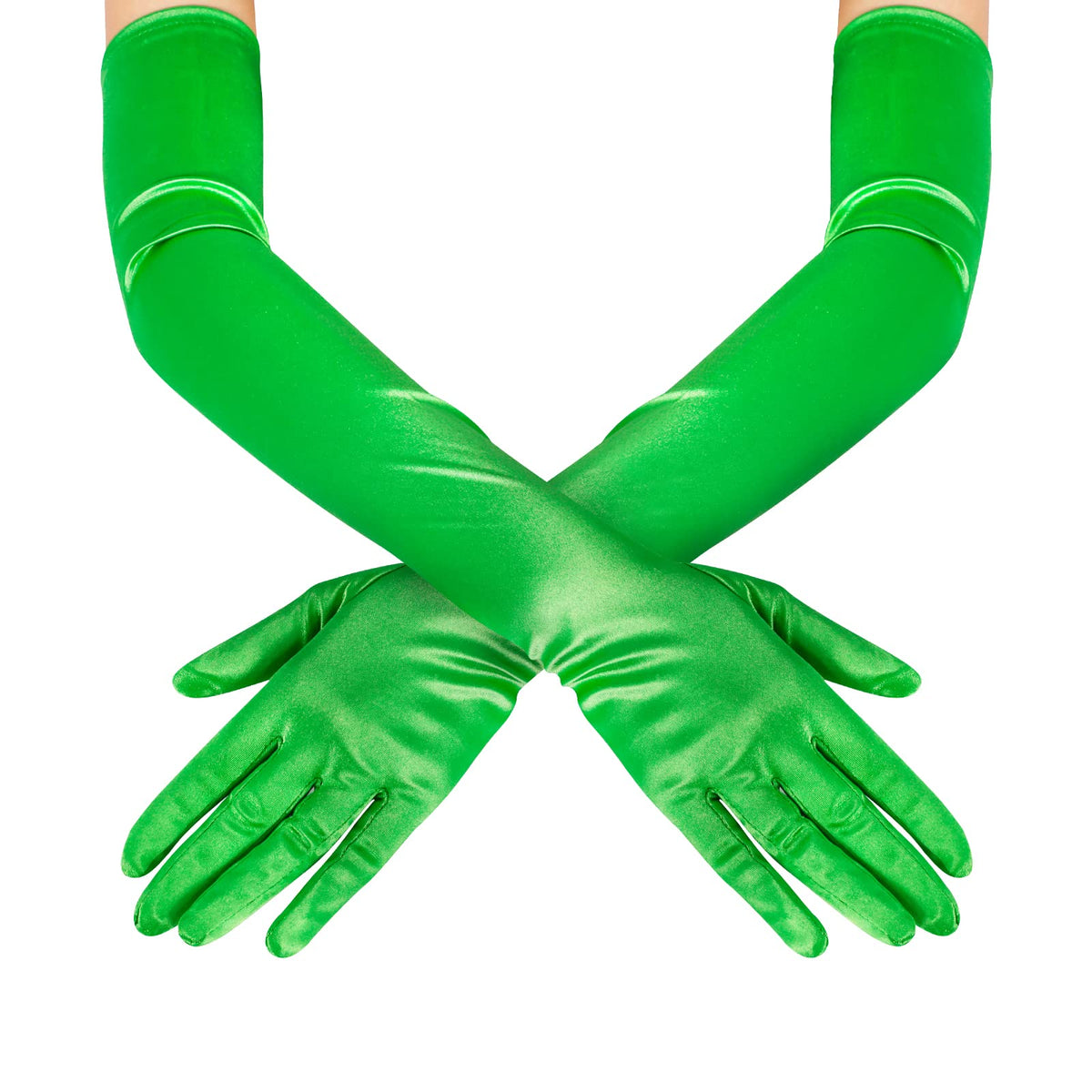 Long Opera Satin Gloves for Women Costume Elbow Length 1920s Dress, 21 inch