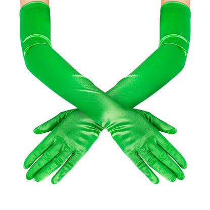Long Opera Satin Gloves for Women Costume Elbow Length 1920s Dress, 21 inch