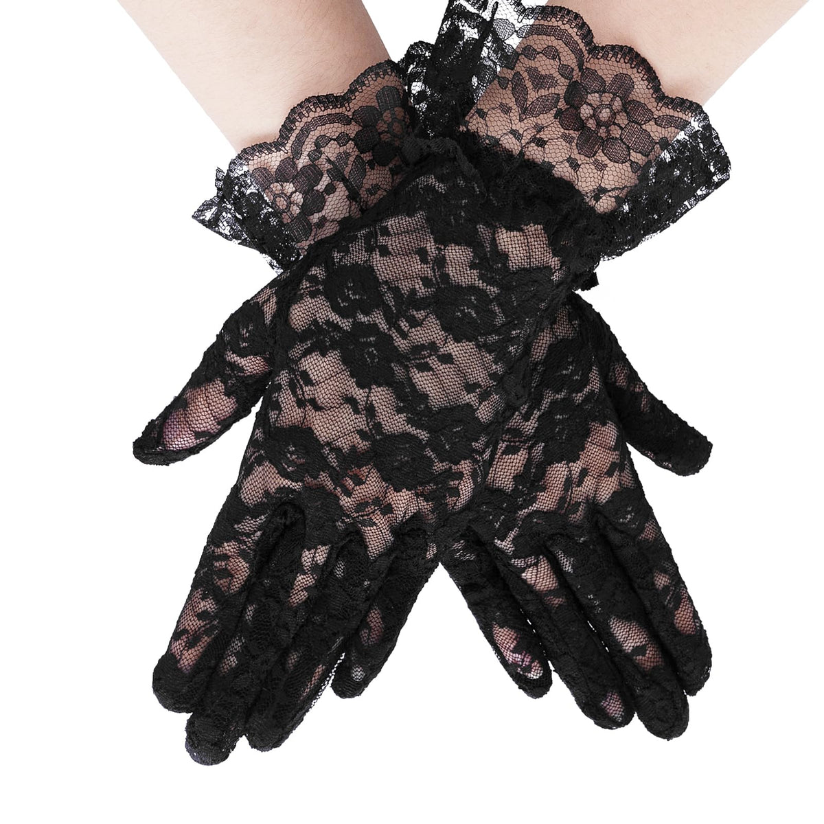 Black Lace Gloves for Women, 2 PCS Black Lace Gloves for Women
