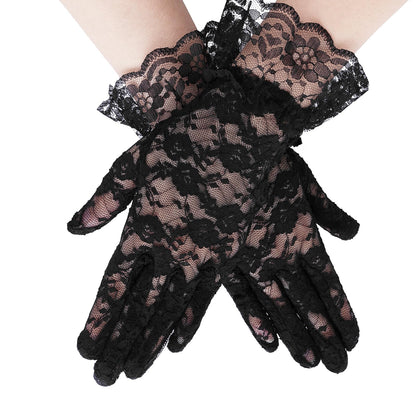 Black Lace Gloves for Women, 2 PCS Black Lace Gloves for Women