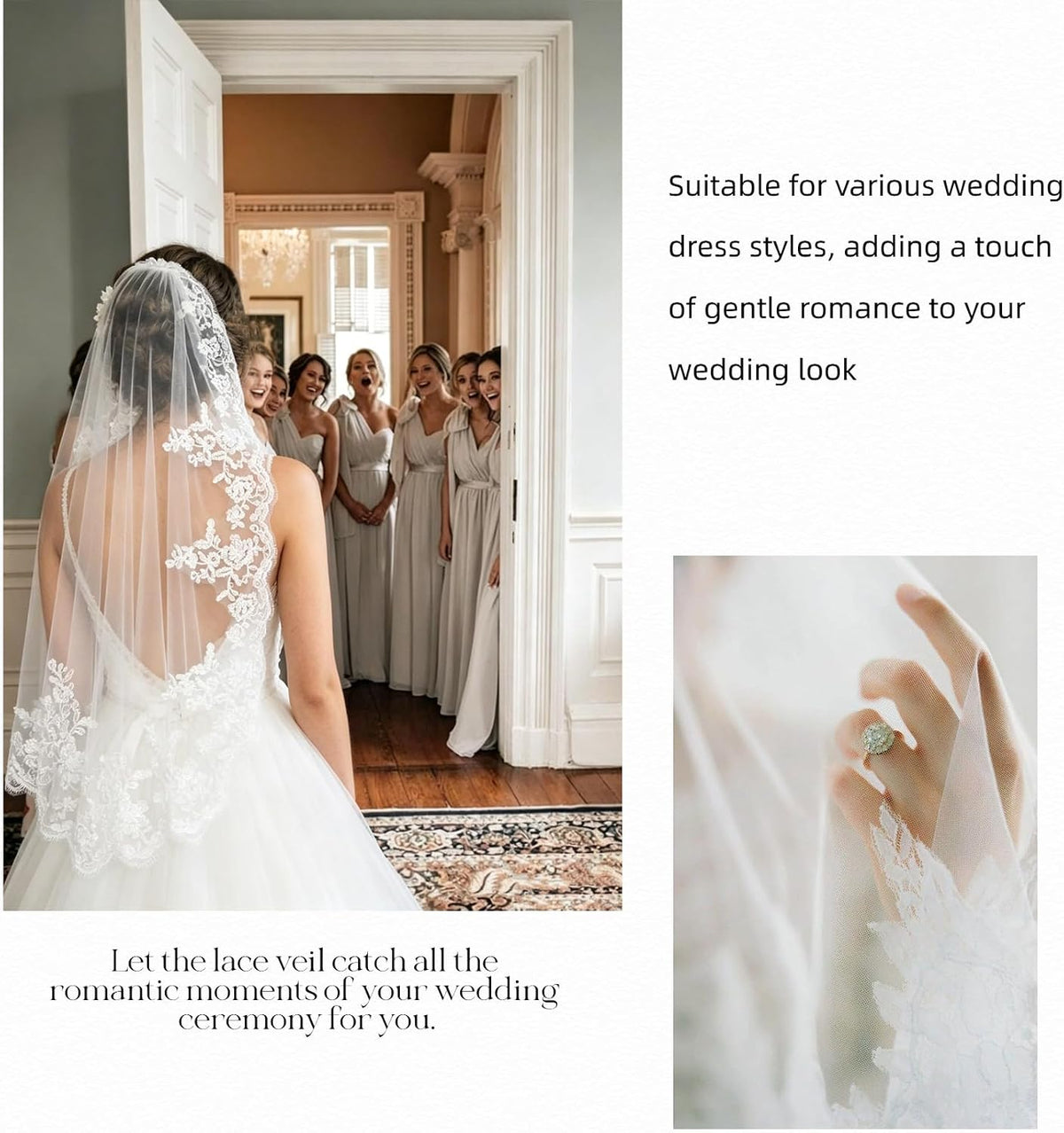Cathedral Length Wedding Veil Lace Soft Tulle with Comb