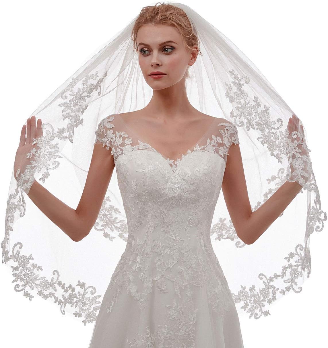 EllieHouse Women's Short 2 Tier Wedding Bridal Veil With Comb L24