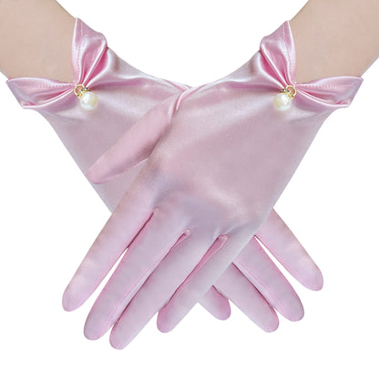 Gionforsy Floral Lace Gloves for Bridal Elegant Short Wrist Opera Gloves