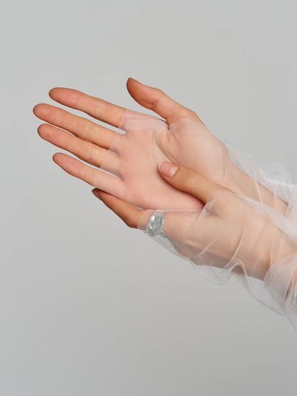 Long Tulle Gloves Fingerless Gloves Wedding Bridal Black