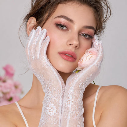 Long Wedding Gloves, Elegant Floral Bridal Glove for Women Wedding