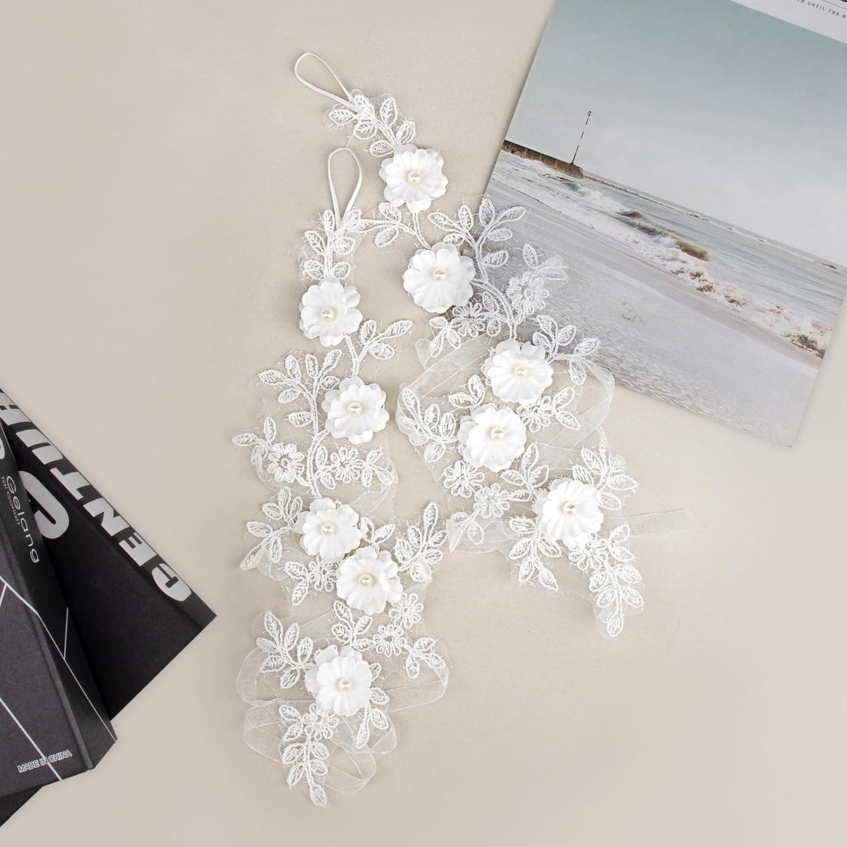 Women's Fingerless Lace Gloves White Elegant for Bridal Wedding