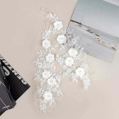 Women's Fingerless Lace Gloves White Elegant for Bridal Wedding