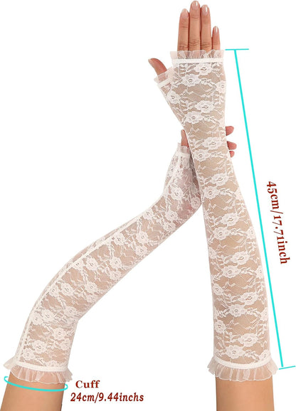 Avidlove Long Lace Gloves for Tea Party Wedding Opera Goth Accessories