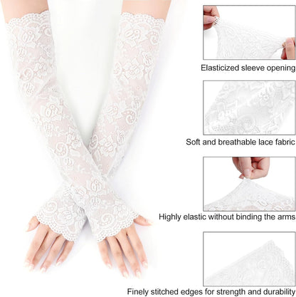 Fingerless Lace Arm Sleeves for Women for Wedding Tea Party