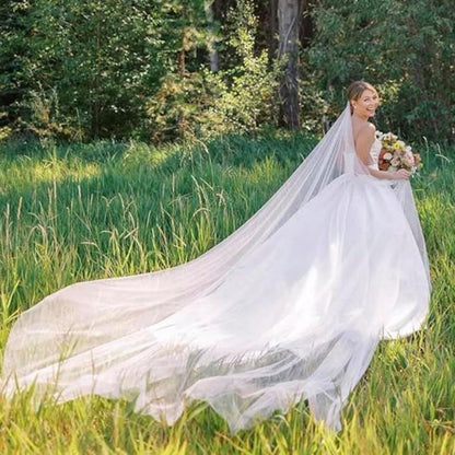 Foyte Cathedral Length Veil Bride Wedding Veils 1 Tier Bridal Long Tulle Chapel Veils for Women