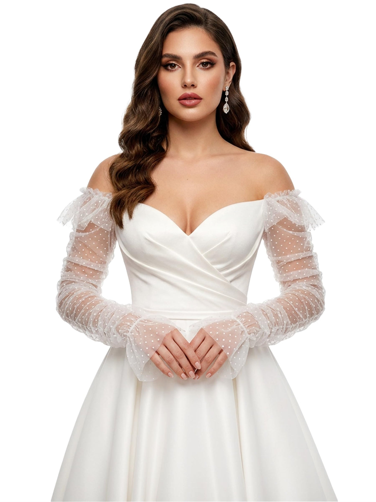 Long Pearl Wedding Gloves Tulle Bridal Gloves Sheer Long Bridal Sleeves Opera Prom Party Costumes for Women