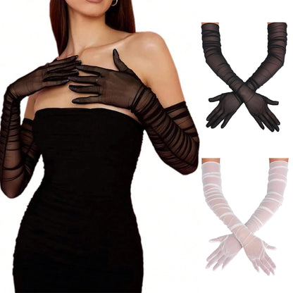 Avidlove Women's Long Sheer Gloves Tulle Mesh Opera Gloves
