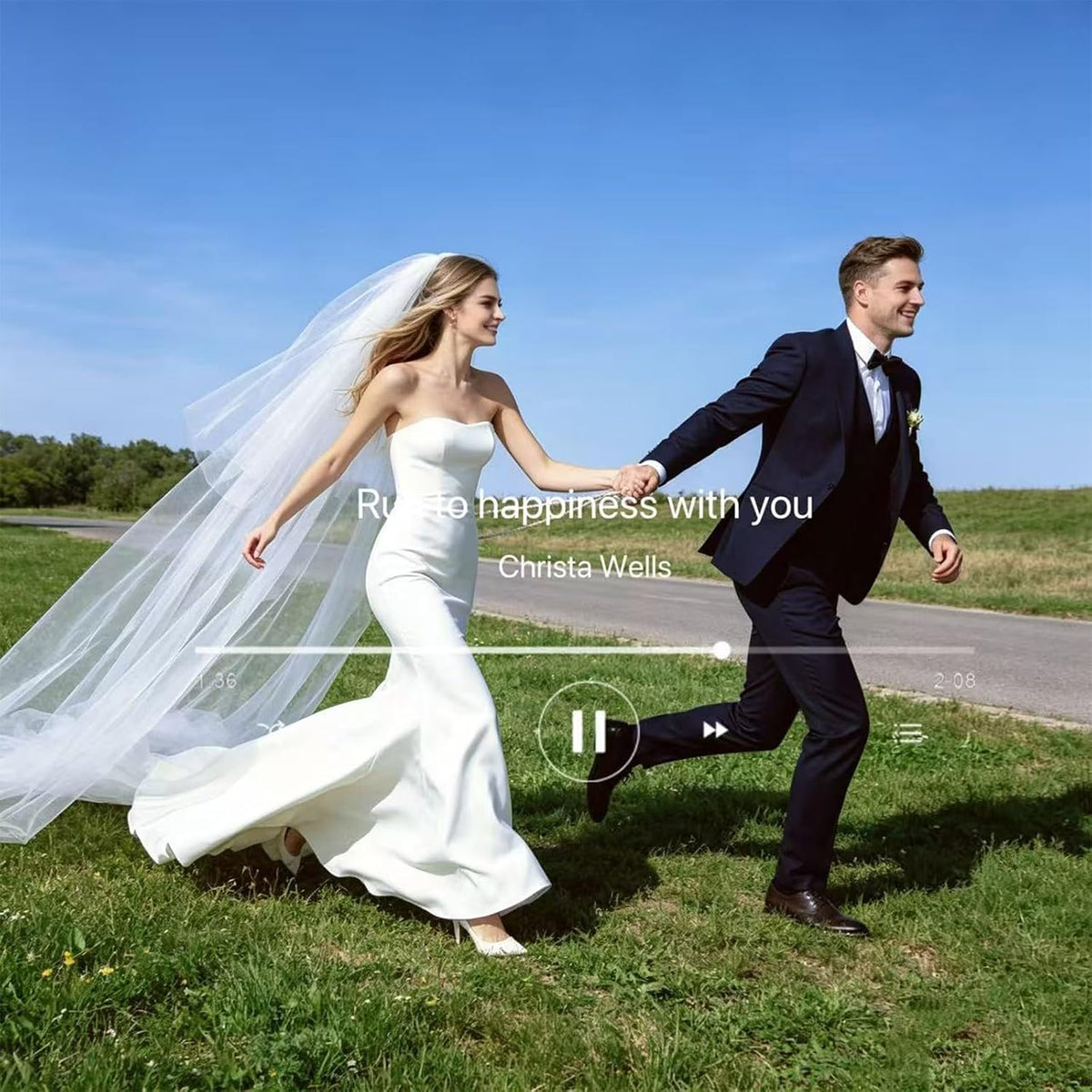 2 Tiers Wedding Veil Cathedral Length with Comb（Off white）